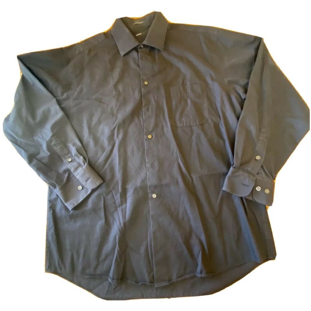 Alfani Mens Iron-Free Cotton Button-Down Shirt Large 16.5 Gray Long Sleeve